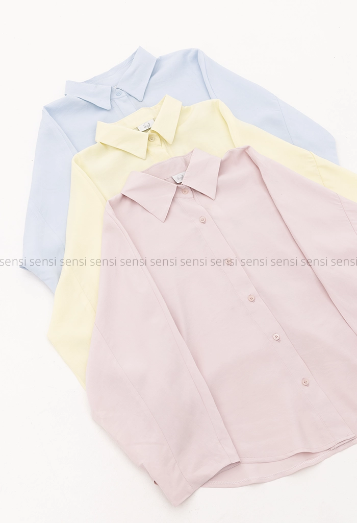 شومیز ساده رنگی آستین پیله کد1005281